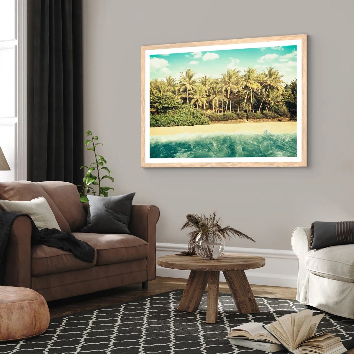 Plagát v ráme zo svetlého duba - Čo napríklad tu? - 70x50 cm