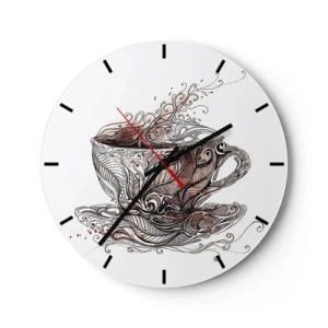 Nástenné hodiny - Šálka kávy s umeleckým vzorom - 30x30cm - Čaj dobrý na všetko - Moderná nástenná dekorácia do obývacej izby, kuchyne a spálne ARTTOR
