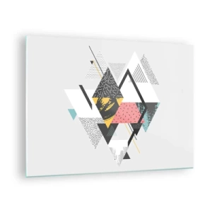 Obraz na skle - Abstraktná geometrická kompozícia s trojuholníkmi a kosoštvorcami - 70x50cm - Variácie na trojuholník a kosoštvorec - Moderná nástenná dekorácia do obývacej izby a spálne ARTTOR