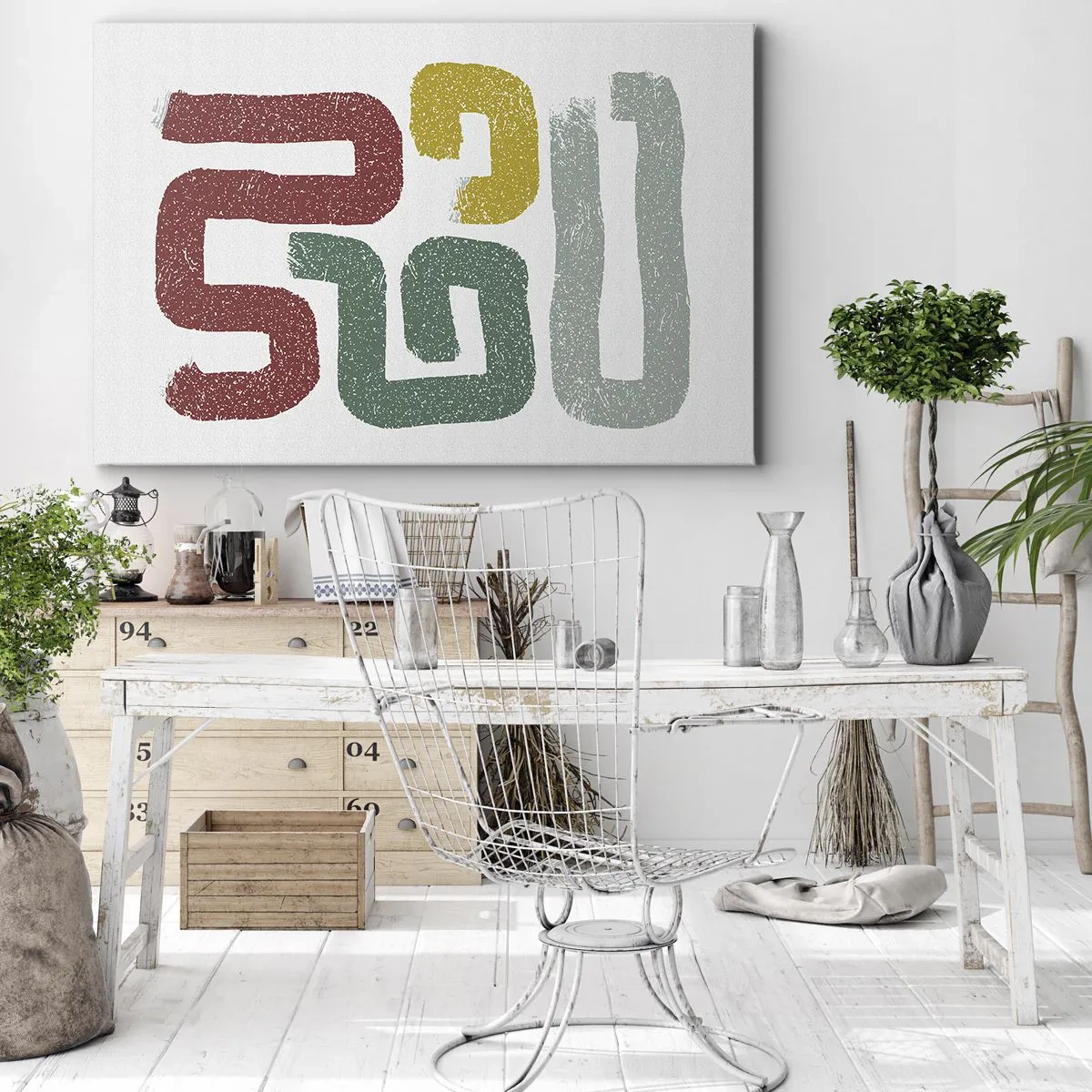 Obraz na plátne - Farebné geometrické vzory v abstraktnom štýle - 70x50cm - V neznámom jazyku - Moderná nástenná dekorácia do obývacej izby a spálne ARTTOR