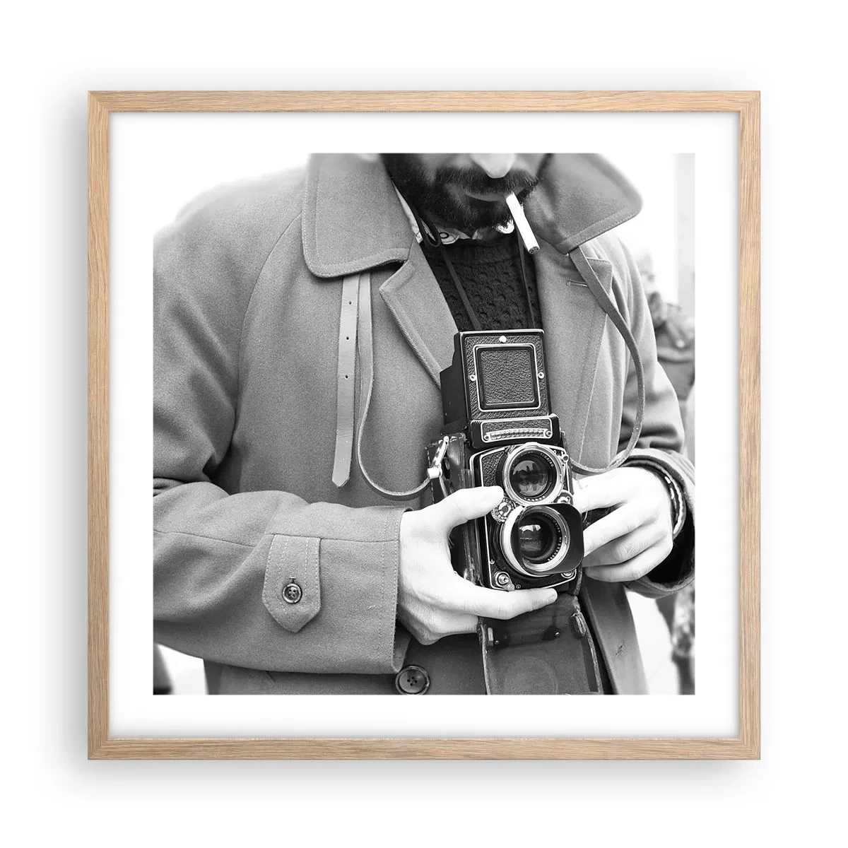 Plagát v ráme zo svetlého duba - V retro štýle - 50x50 cm
