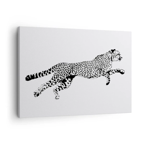 Obraz na plátne - Minimalistická grafika geparda v pohybe - 70x50cm - Najrýchlejší na Zemi - Moderná nástenná dekorácia do obývacej izby a spálne ARTTOR