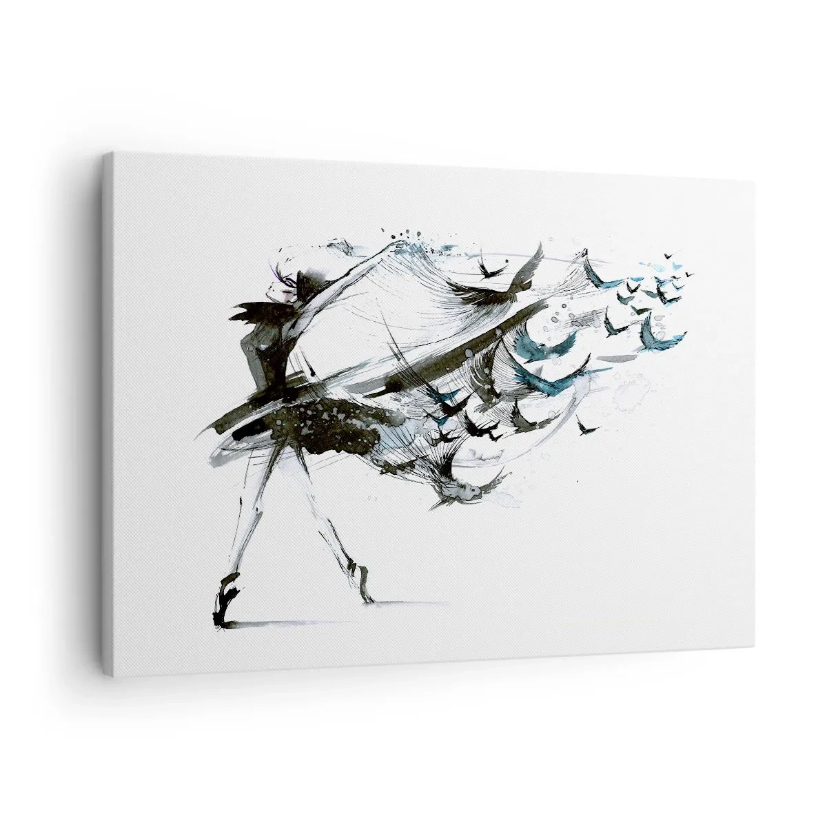 Obraz na plátne - Tanečnica v dynamických šatách v tvare vtákov - 70x50cm - Mágia hudby uvoľňuje od kúzla - Moderná nástenná dekorácia do obývacej izby a spálne ARTTOR