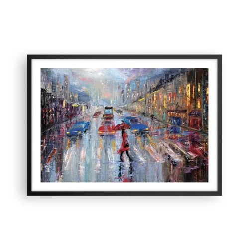 Plagát v čiernom ráme - Daždivé popoludnie v meste - 70x50 cm