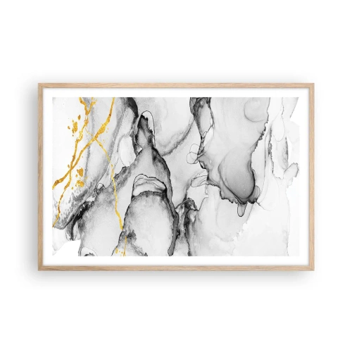 Plagát v ráme zo svetlého duba - Kompozícia so zlatým motívom - 91x61 cm