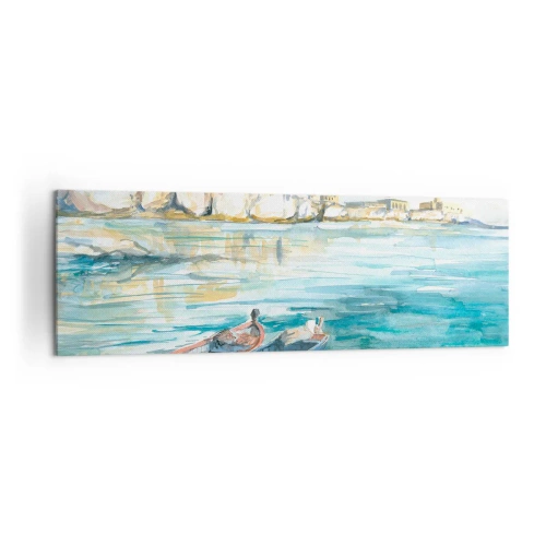 Obraz na plátne - Krajina v modrej - 160x50 cm