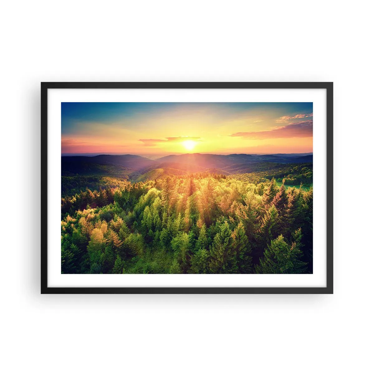 Plagát v čiernom ráme - Vrcholky a vrcholy - 70x50 cm