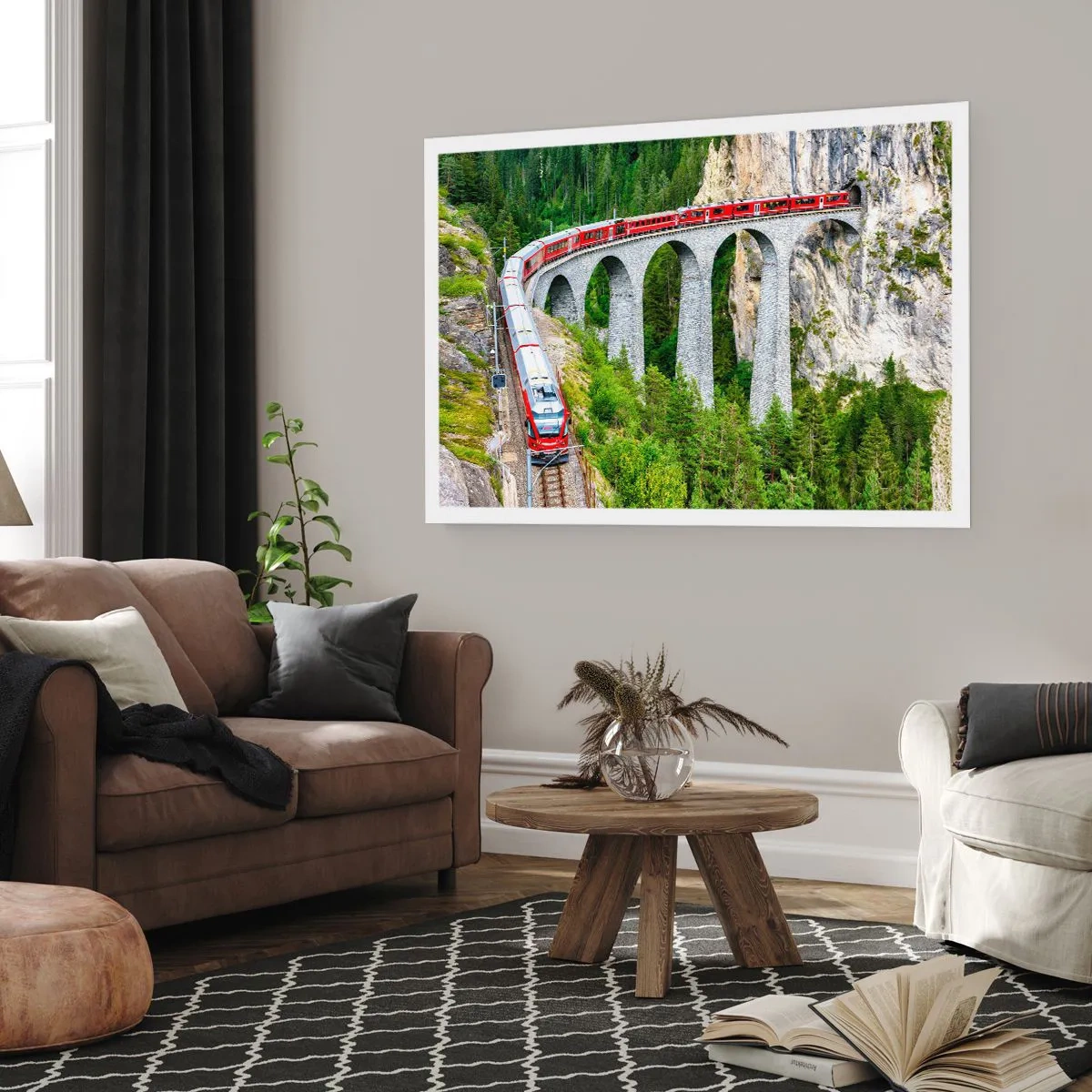 Plagát - Horský výhľad priamo z vlaku - 91x61 cm