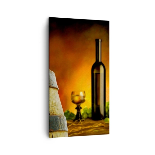 Obraz na plátne - Zátišie s fľašou vína a hroznom - 45x80 cm