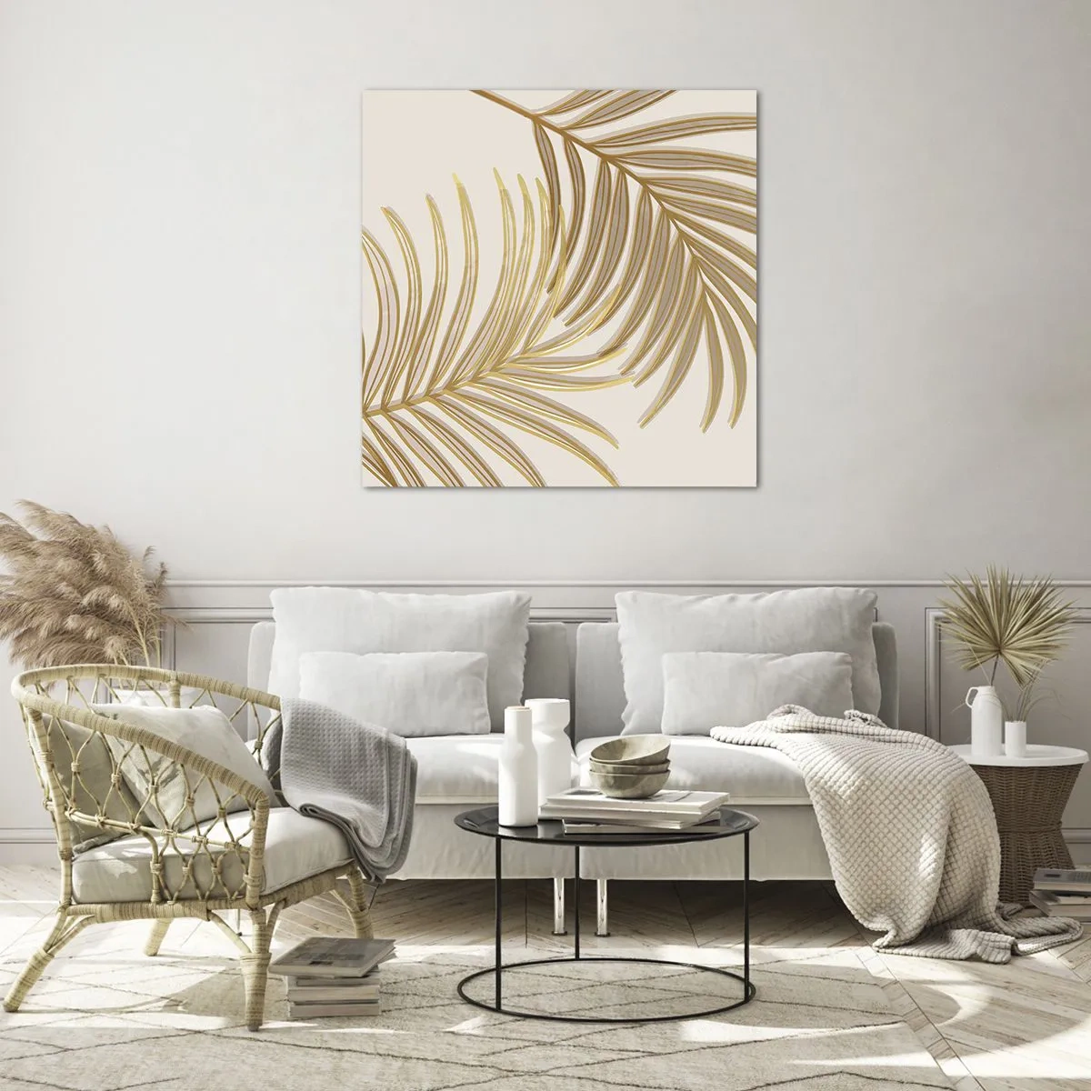 Obraz na skle - Zlatá palma! - 70x70 cm