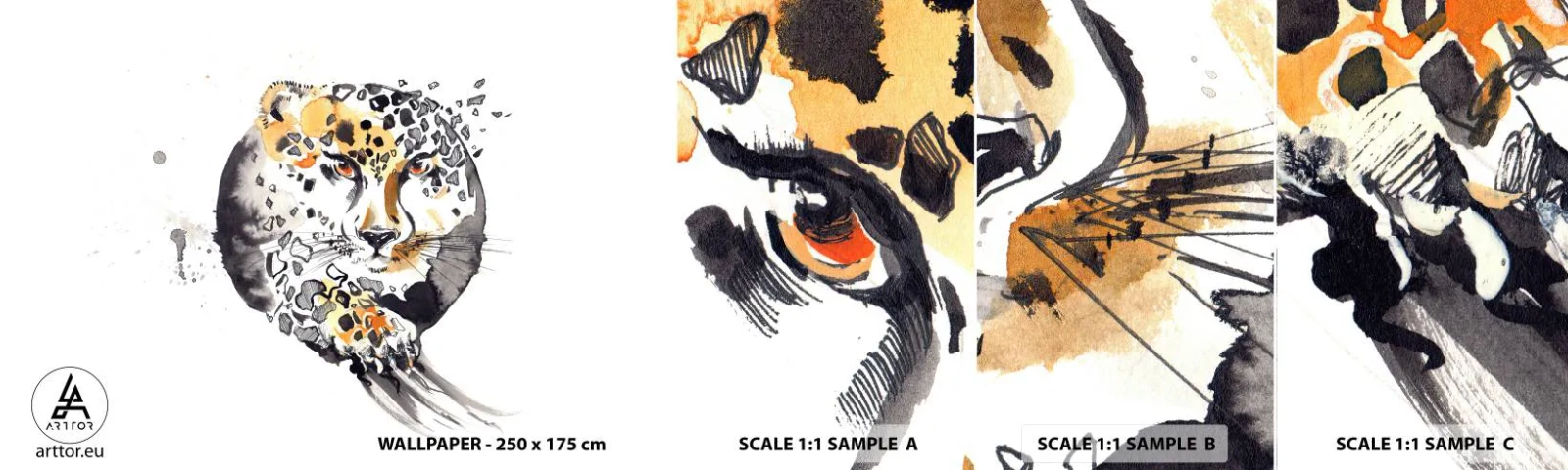 Vzorka samolepiacej fototapety Deluxe Sticker - Dravá krása - Zvieratá, Panther, Príroda - 100x30 cm