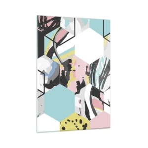 Obraz na skle - Šesťuholníky a kocky v šiestich farbách - 50x70 cm