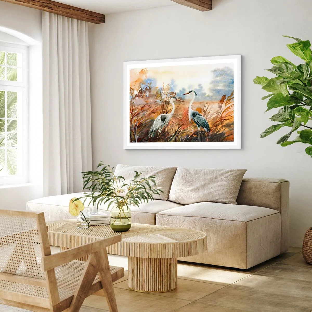 Plagát v bielom ráme - Kam na jeseň? - 100x70 cm