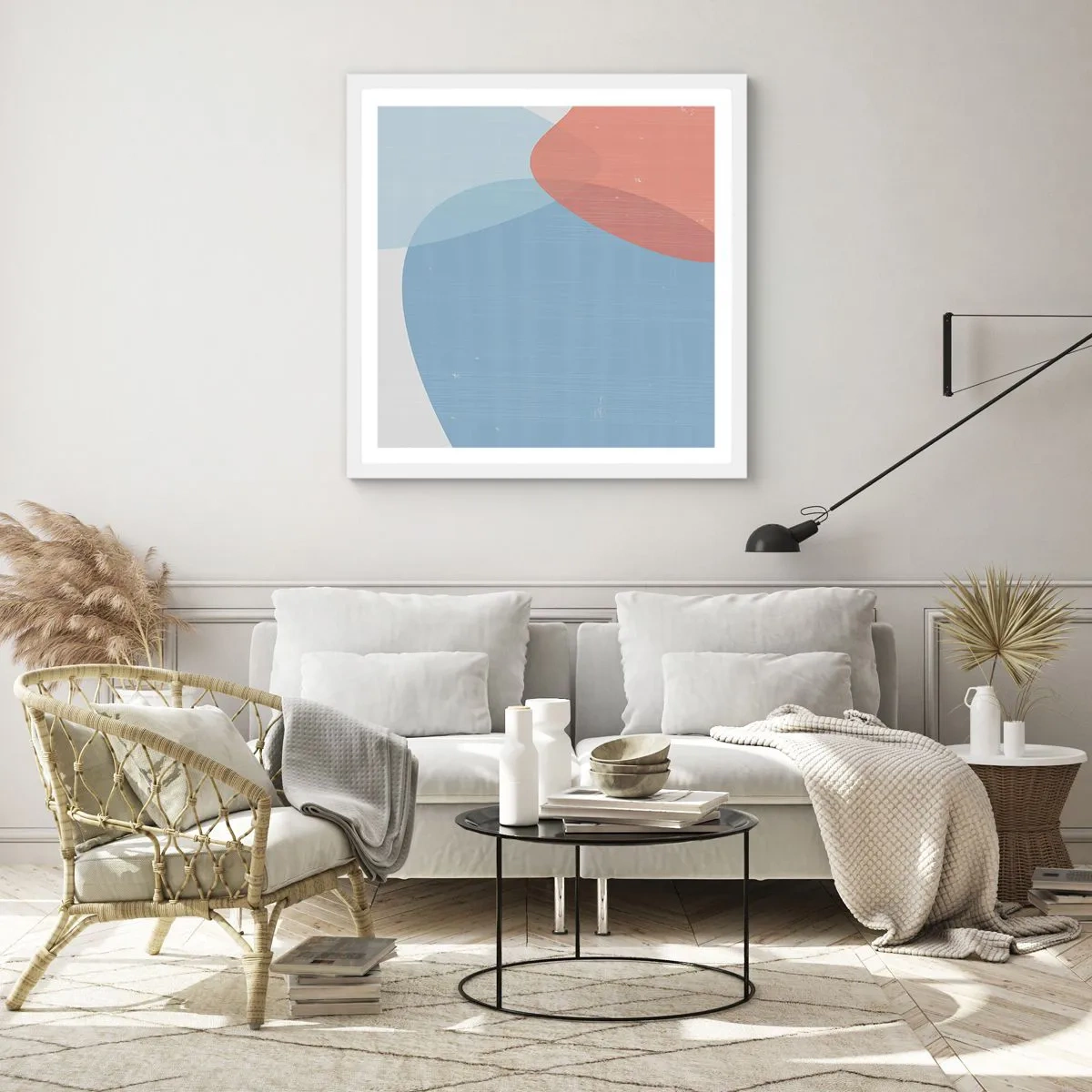 Plagát v bielom ráme - Pastelové vzťahy - 30x30 cm