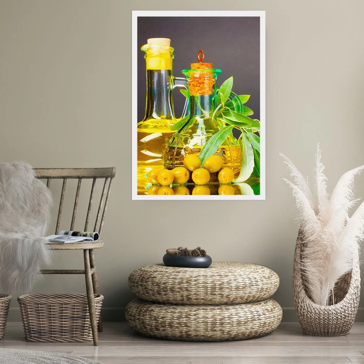 Plagát - Zátišie s olivami a olejom - 61x91 cm