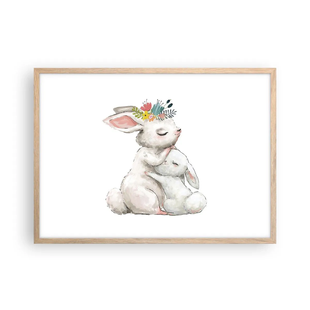 Plagát v ráme zo svetlého duba - Najlepšie je u mamy - 70x50 cm