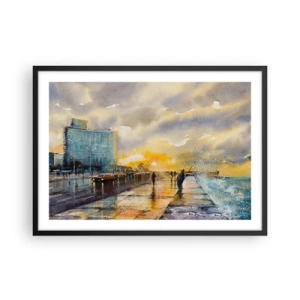 Plagát v čiernom ráme - Život na pobreží - 70x50 cm