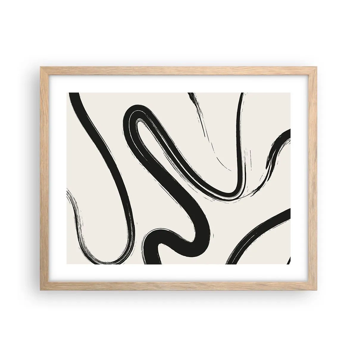 Plagát v ráme zo svetlého duba - Čiernobiely rozmar - 50x40 cm