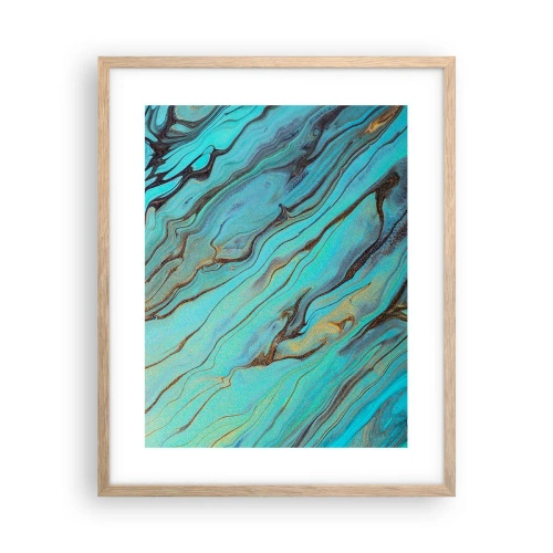 Plagát v ráme zo svetlého duba - Tyrkysový príliv - 40x50 cm