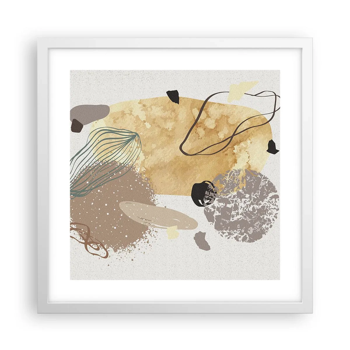 Plagát v bielom ráme - Abstraktná slivka - 40x40 cm