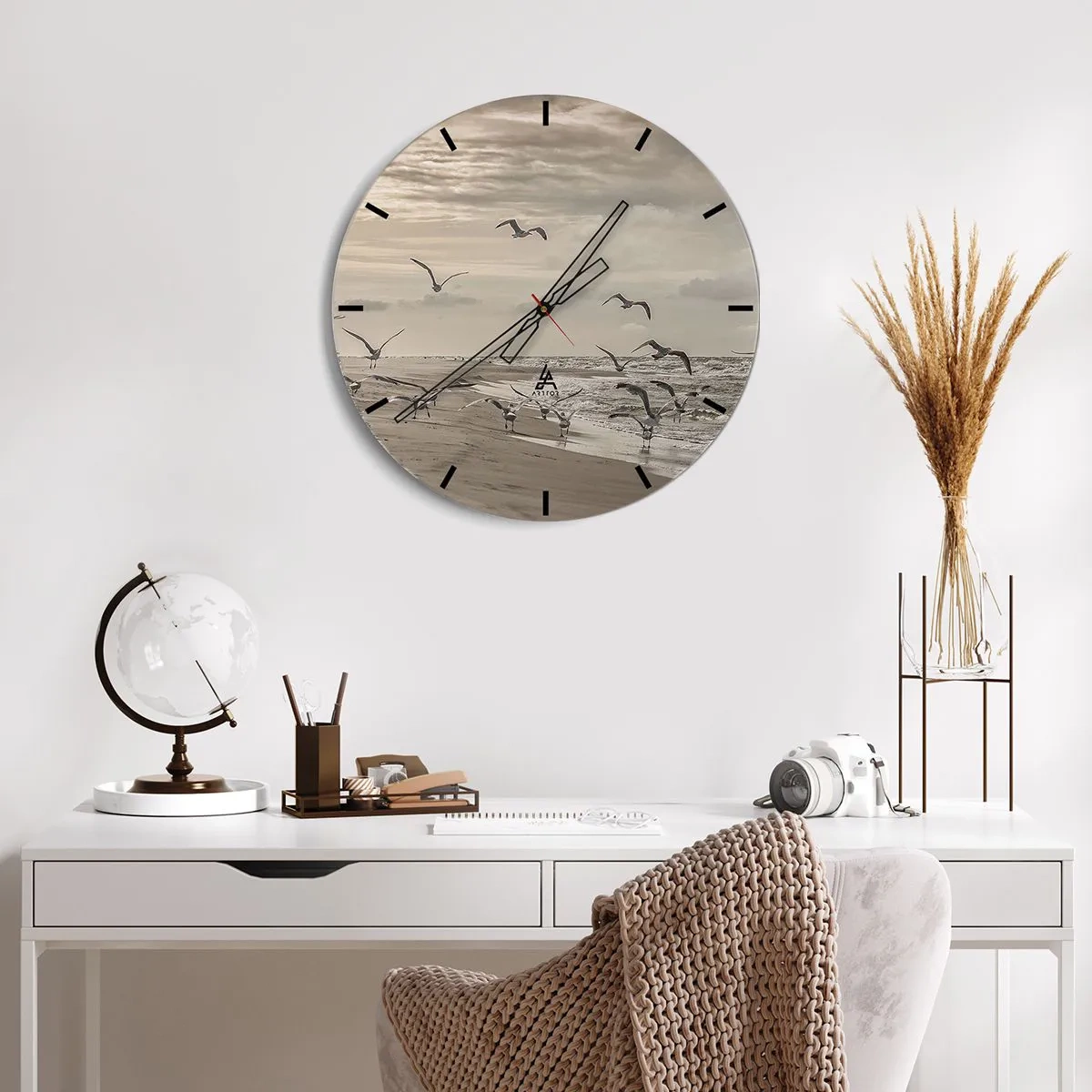Nástenné hodiny - Šumenie mora, spev vtákov - 30x30 cm