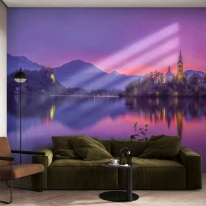 Fototapeta Premium Canvas - Rozprávkový ostrov za súmraku  - Krajina, Slovinsko, Ostrov Bled - 250x175 cm