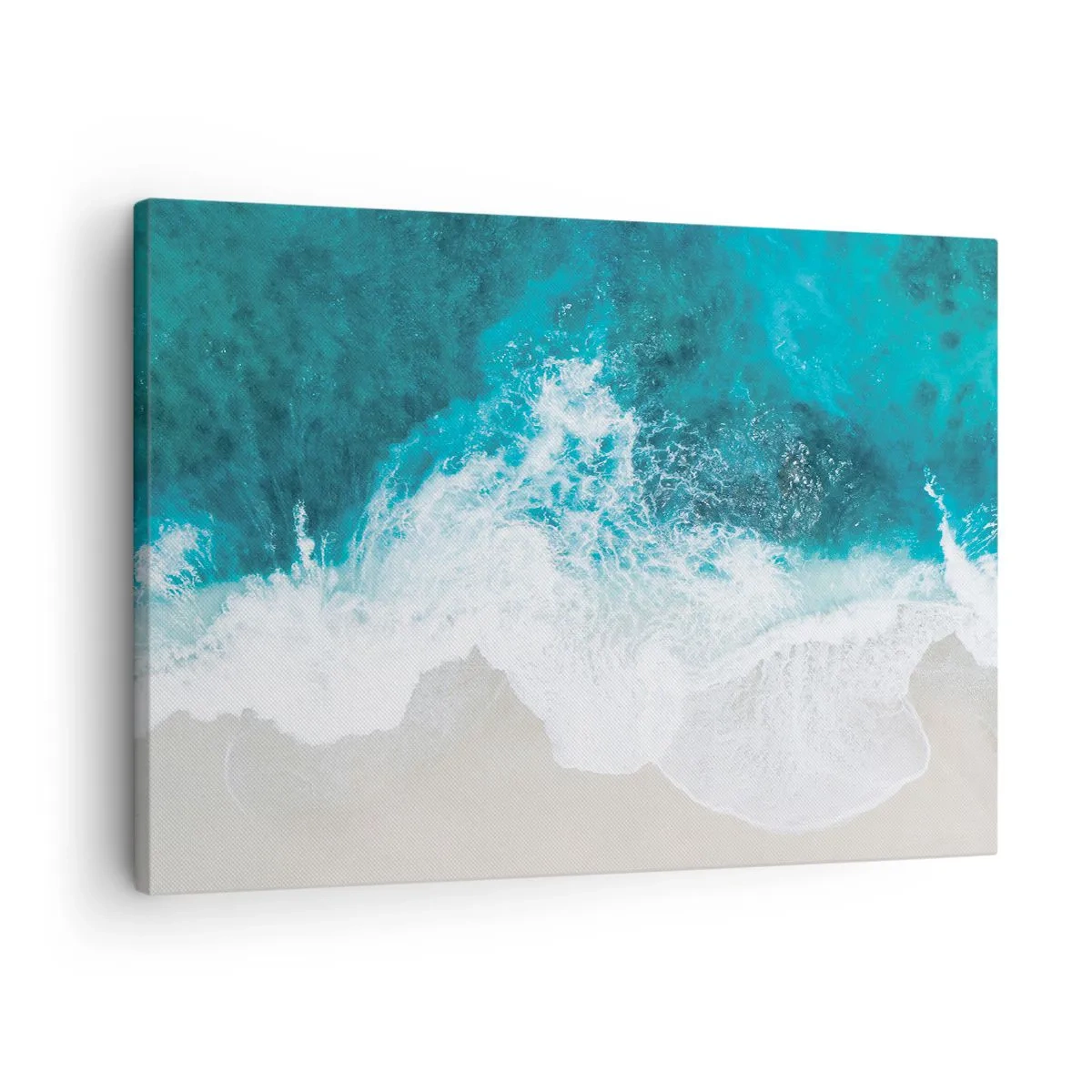 Obraz na plátne - Tyrkysové morské vlny na svetlom piesku - 70x50cm - Prirodzené pohladenie - Moderná nástenná dekorácia do obývacej izby a spálne ARTTOR