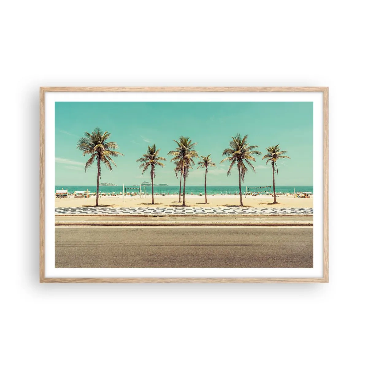 Plagát v ráme zo svetlého duba - Stráženie pláže - 91x61 cm