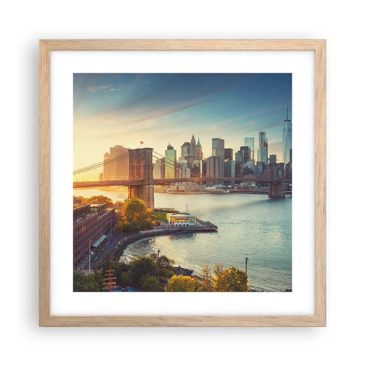 Plagát v ráme zo svetlého duba - Svitanie veľkomesta - 40x40 cm