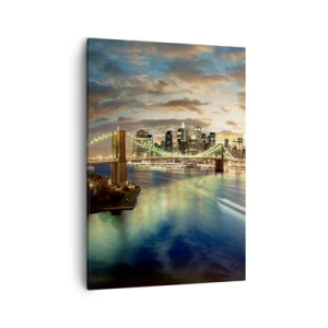 Obraz na plátne - Žiarivý večer nad Manhattanom - 50x70 cm