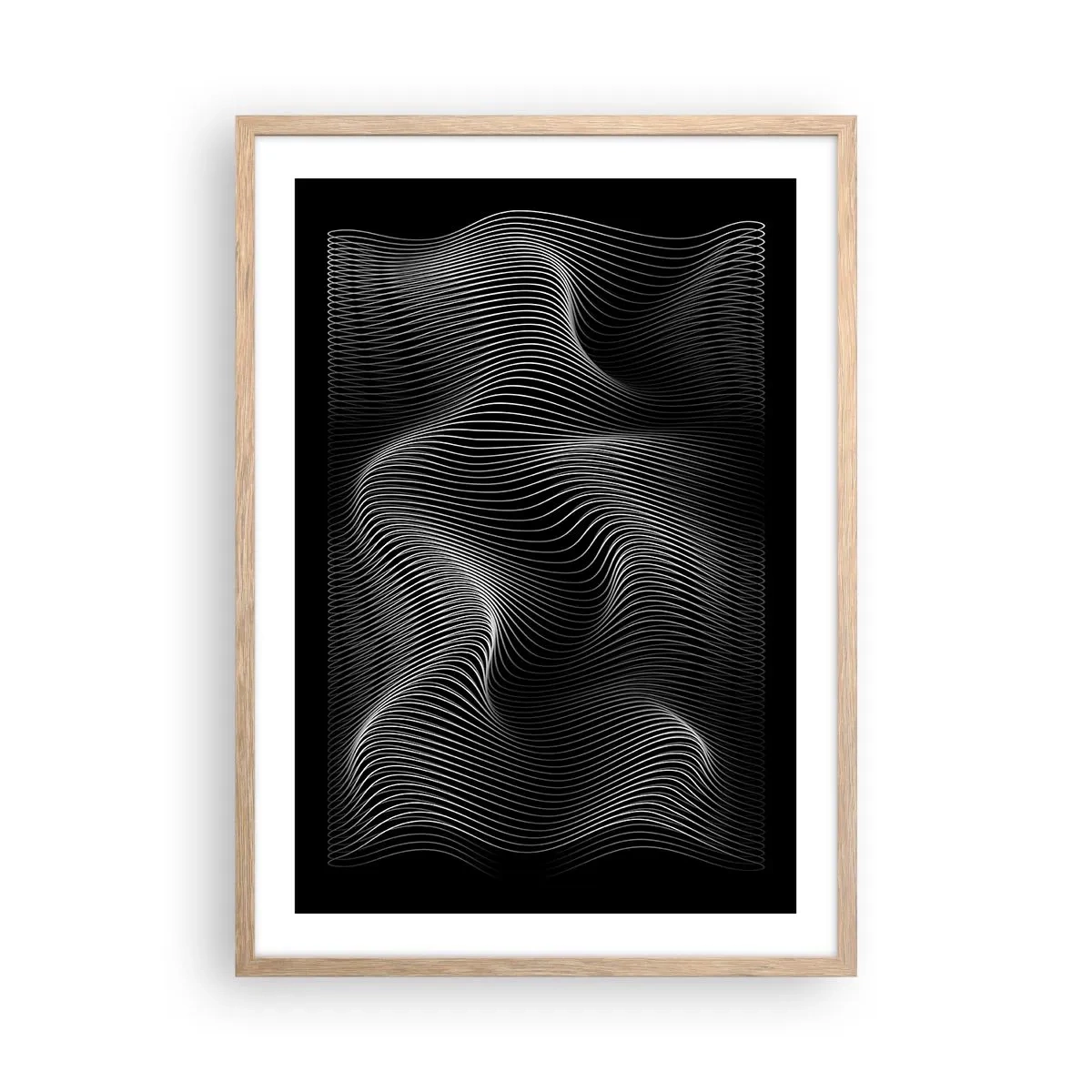 Plagát v ráme zo svetlého duba - Tanec svetla v priestore - 50x70 cm