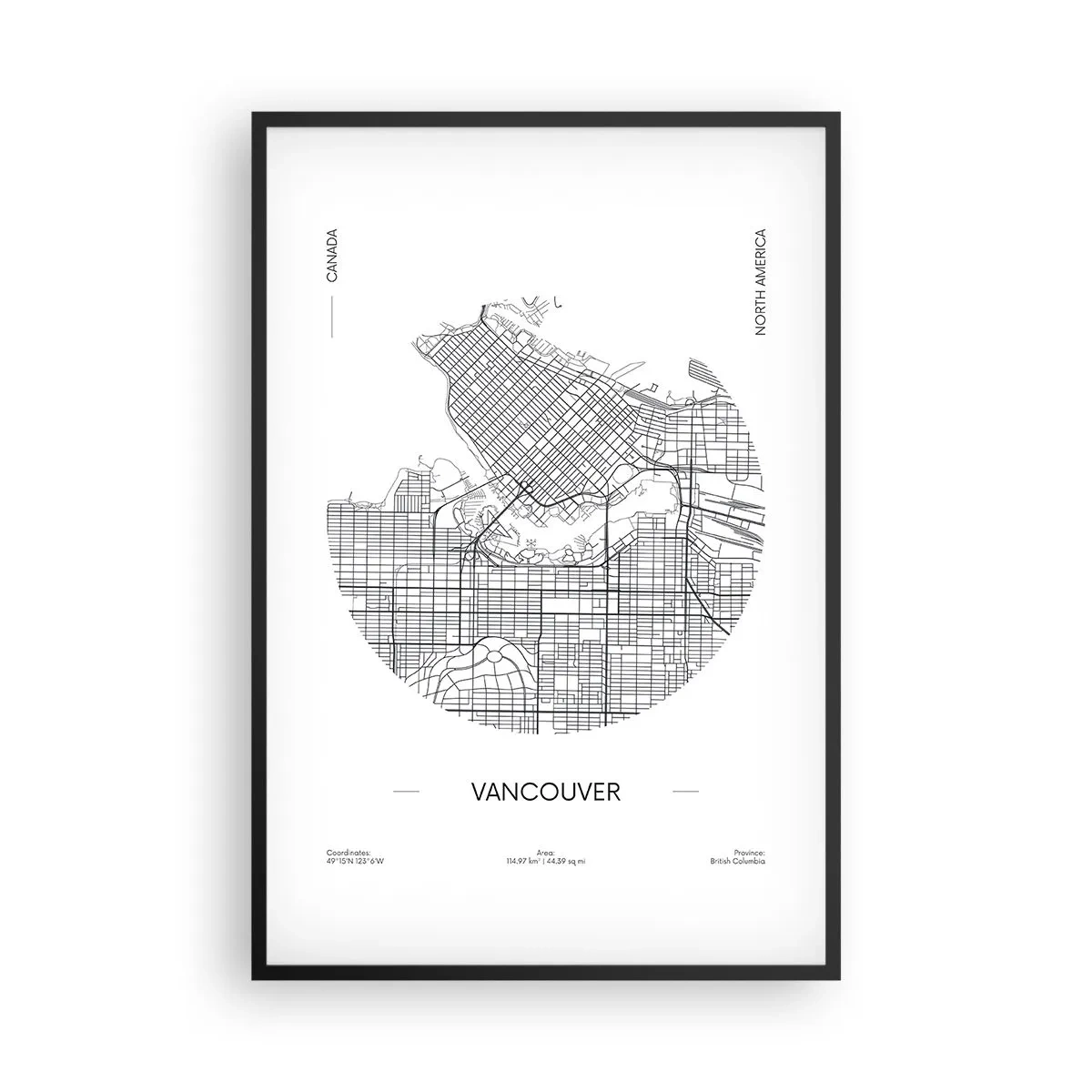 Plagát v čiernom ráme - Anatómia Vancouveru - 61x91 cm