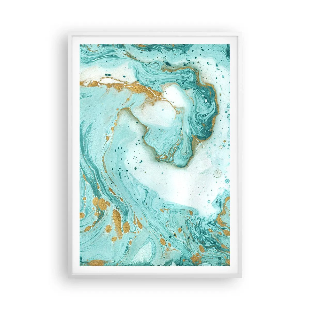 Plagát v bielom ráme - Pod veľkou vlnou z epochy Edo - 70x100 cm