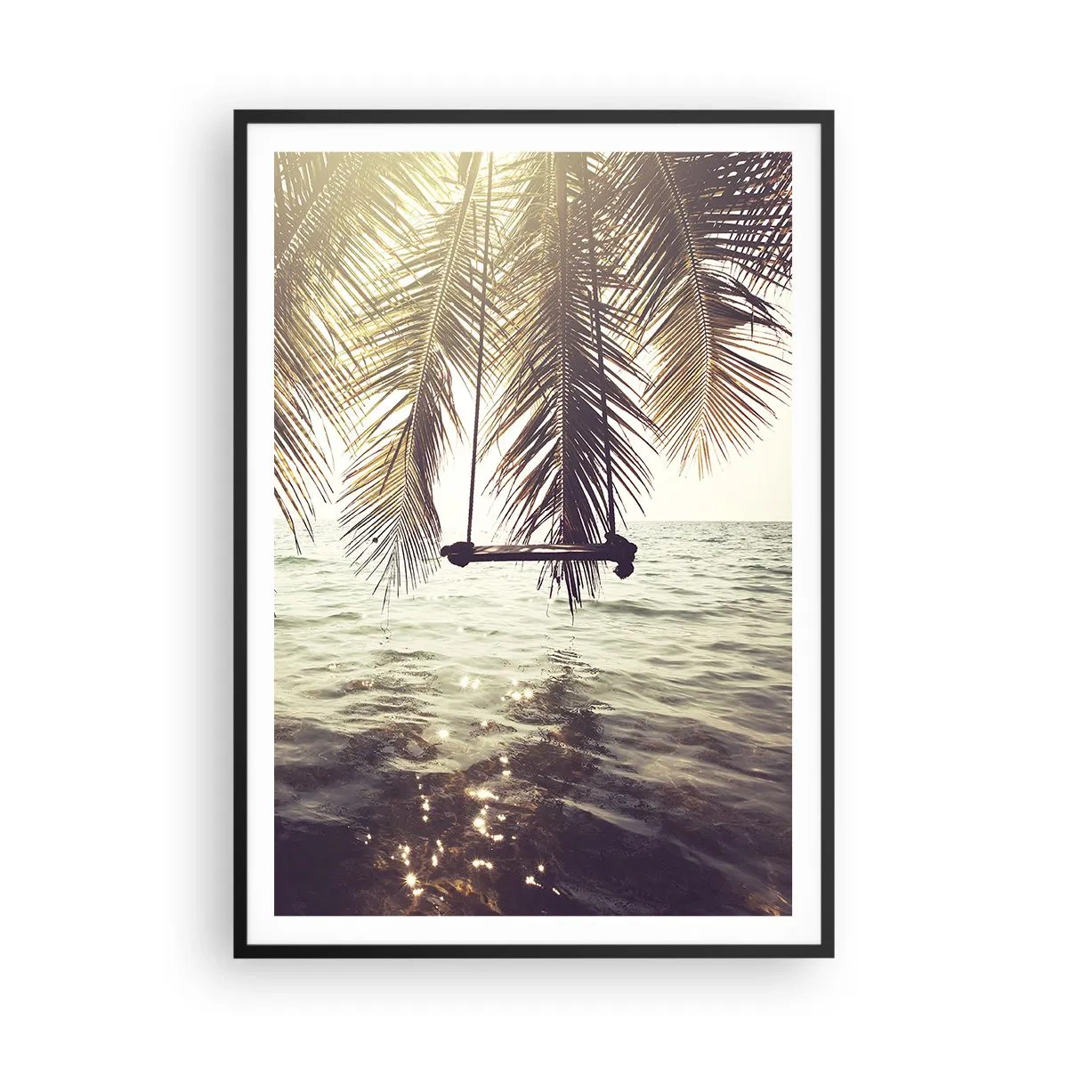 Plagát v čiernom ráme - Hojdať sa ľubovoľne v oblakoch - 70x100 cm