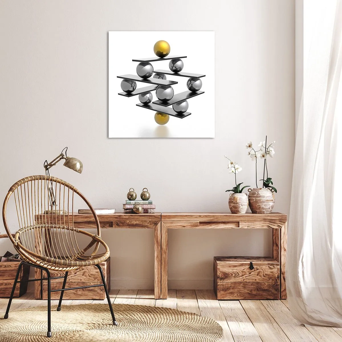 Obraz na plátne - Zlato-strieborná rovnováha - 60x60 cm