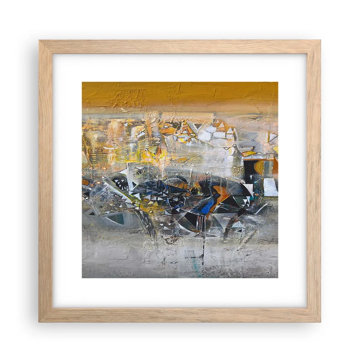 Plagát v ráme zo svetlého duba - Všetko sa podarí - 30x30 cm