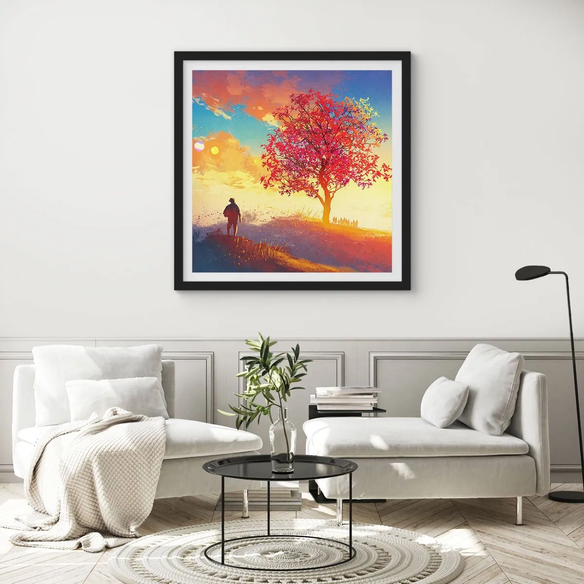 Plagát v čiernom ráme - Pútnik pri cieli - 50x50 cm