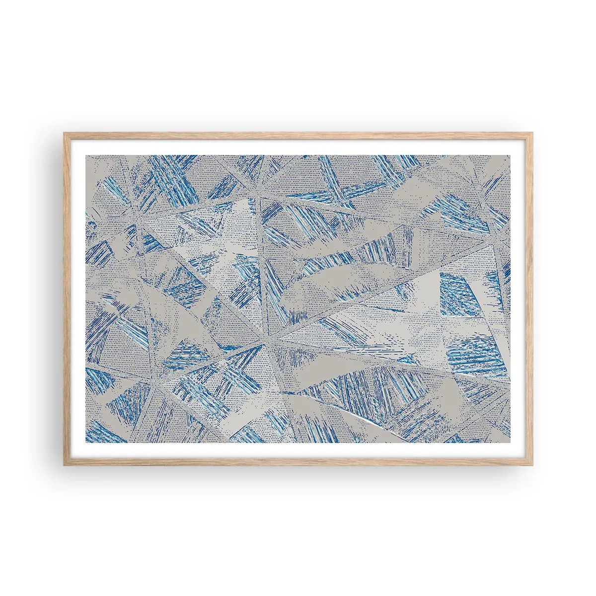 Plagát v ráme zo svetlého duba - V šedo-modrom labyrinte - 100x70 cm