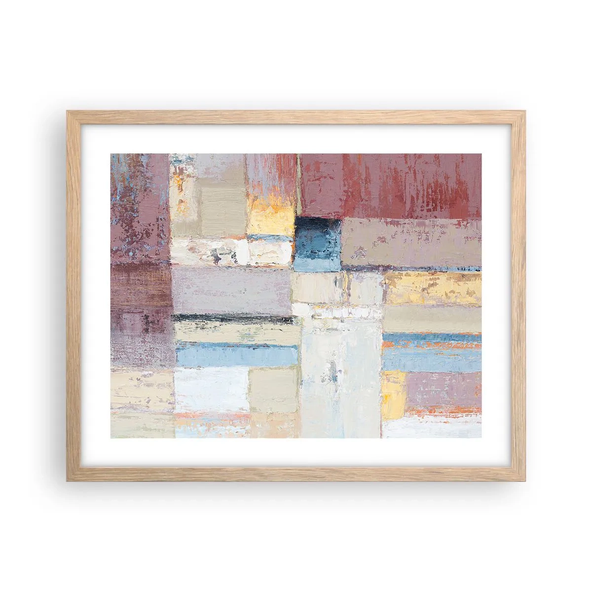 Plagát v ráme zo svetlého duba - Kľud geometrie - 50x40 cm