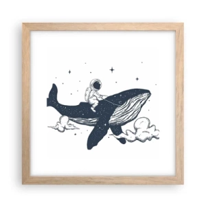 Plagát v ráme zo svetlého duba - Vesmírne dobrodružstvo - 30x30 cm