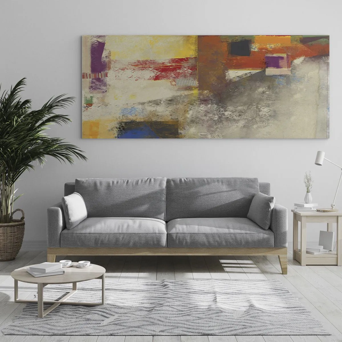 Obraz na skle - Geometria farieb - 100x40 cm