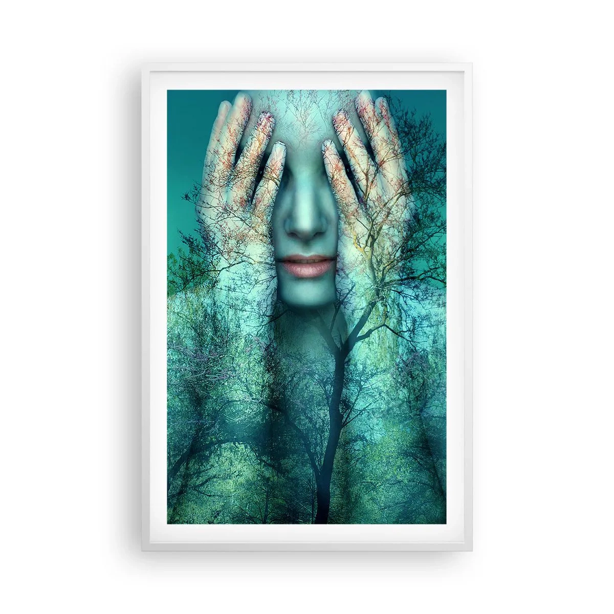 Plagát v bielom ráme - Ponorená do modrej - 61x91 cm