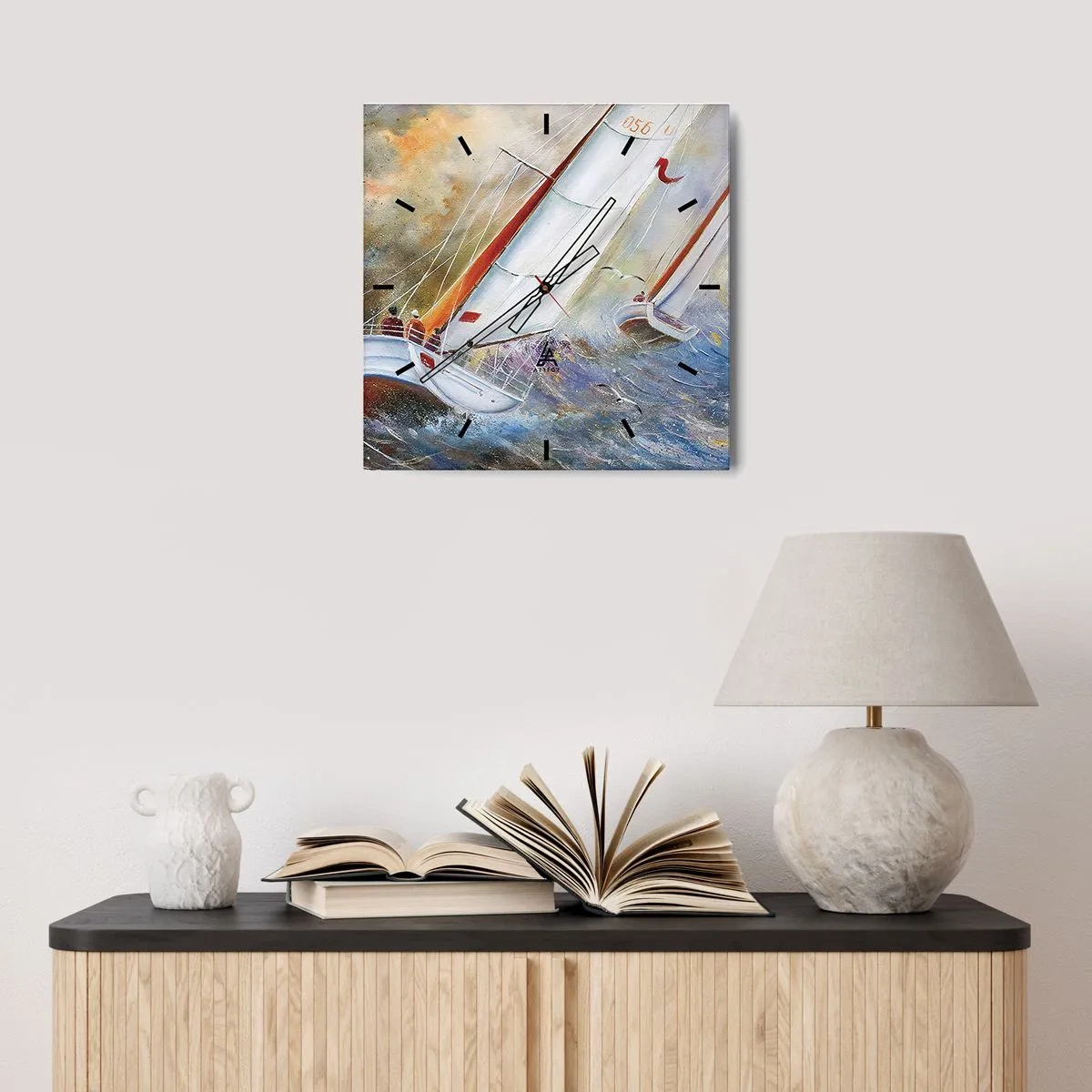 Nástenné hodiny - Bežiace cez vlny - 30x30 cm