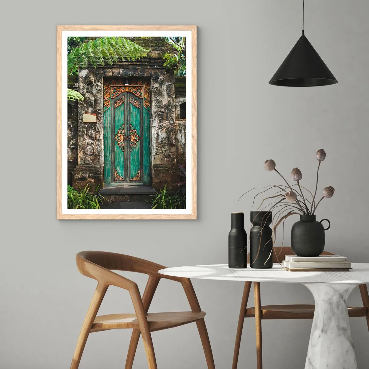 Plagát v ráme zo svetlého duba - Dvere do exotického sveta - 61x91 cm