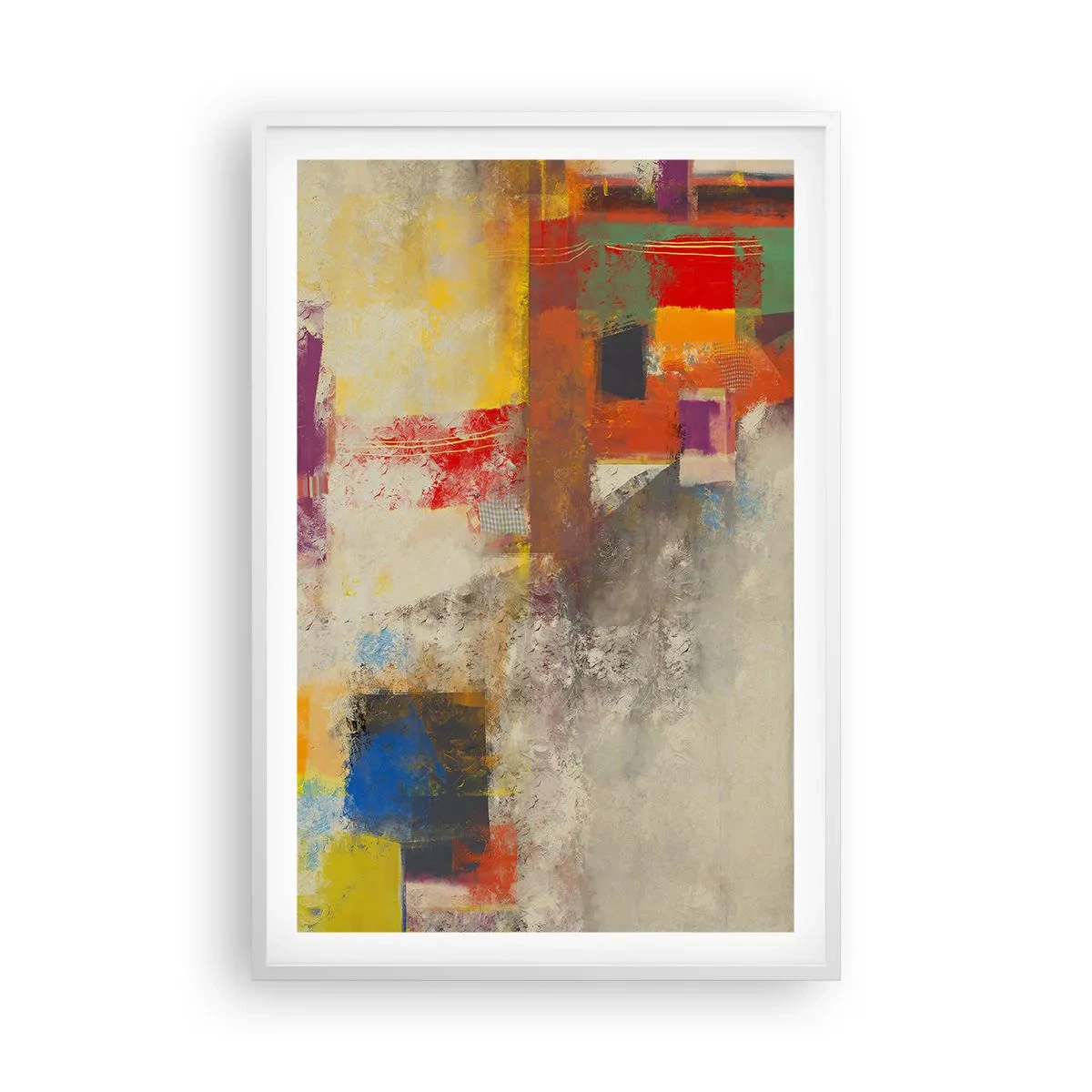 Plagát v bielom ráme - Geometria farieb - 61x91 cm