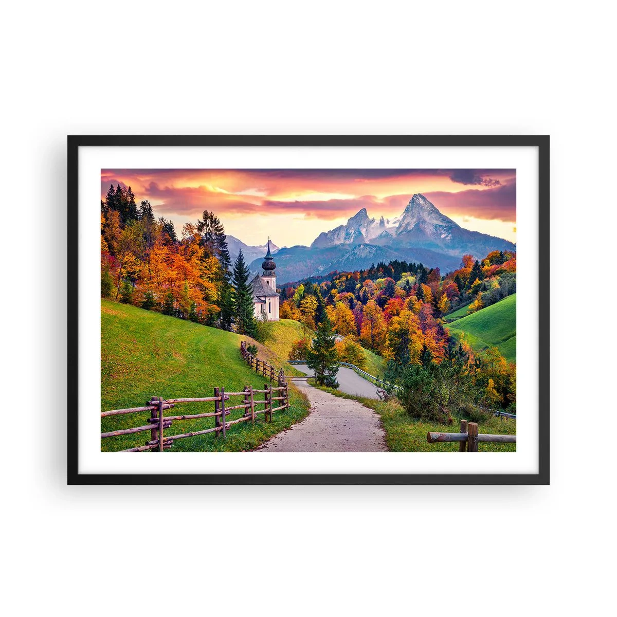 Plagát v čiernom ráme - Úplne ideálna krajina - 70x50 cm