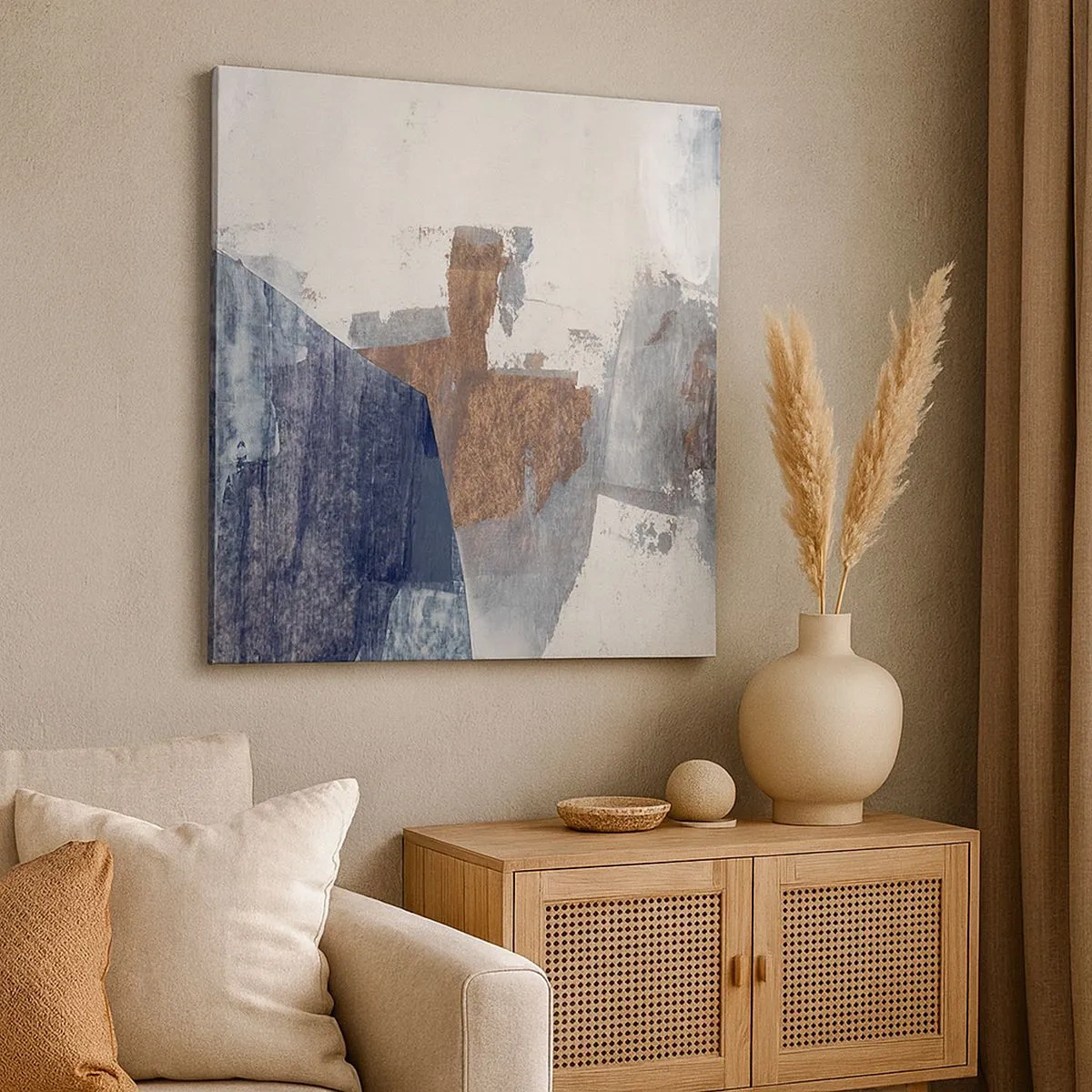 Obraz na plátne - Modro-hnedé tvary - 30x30 cm