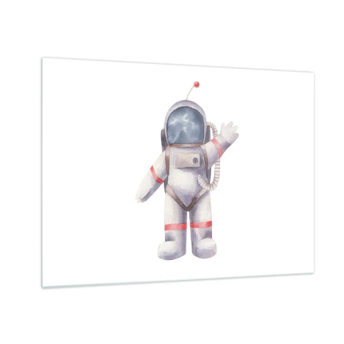 Obraz na skle - Astronaut máva vo vesmíre - 70x50cm - Tak zatiaľ! - Moderná nástenná dekorácia do obývacej izby a spálne ARTTOR