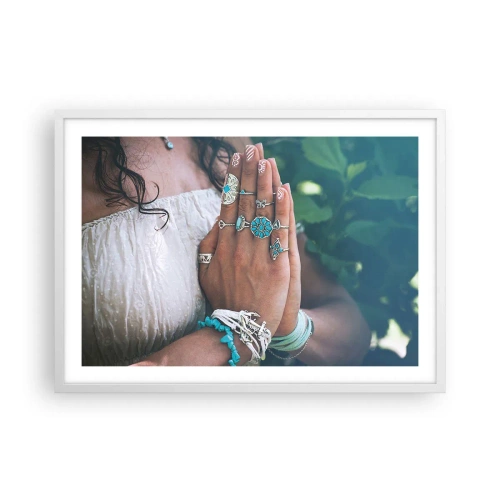 Plagát v bielom ráme - Vitajte v centre bytia - 70x50 cm