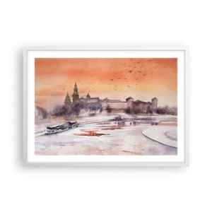 Plagát v bielom ráme - Kráľovský západ slnka - 70x50 cm